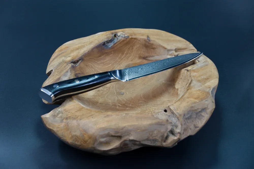 Damast - Küchenmesser | 12cm Allzweckmesser | Black Serie